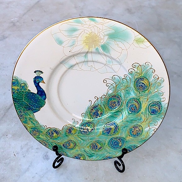 222 FIFTH LAKSHMI CUP & SAUCER SET NEW PEACOCK - Picture 4 of 9